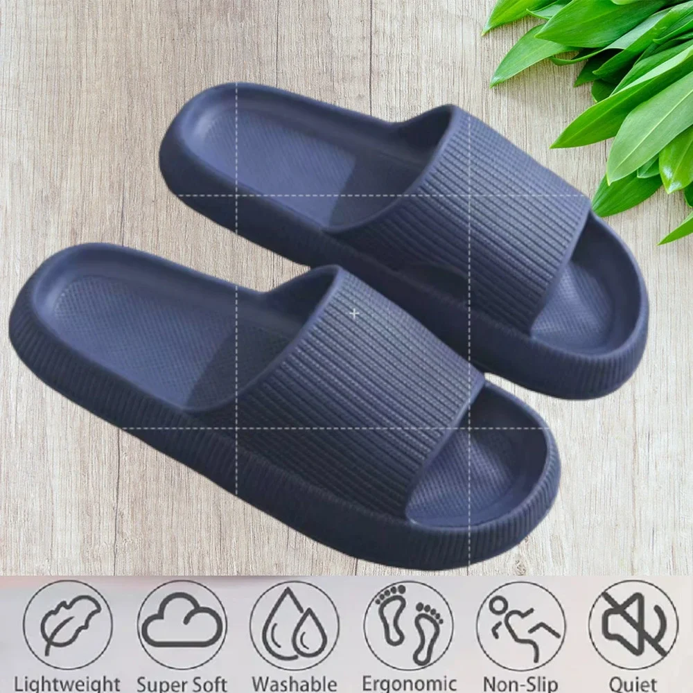 *NEW* Unisex Navy Blue Pillow Cloud Slides - Picture 1 of 1